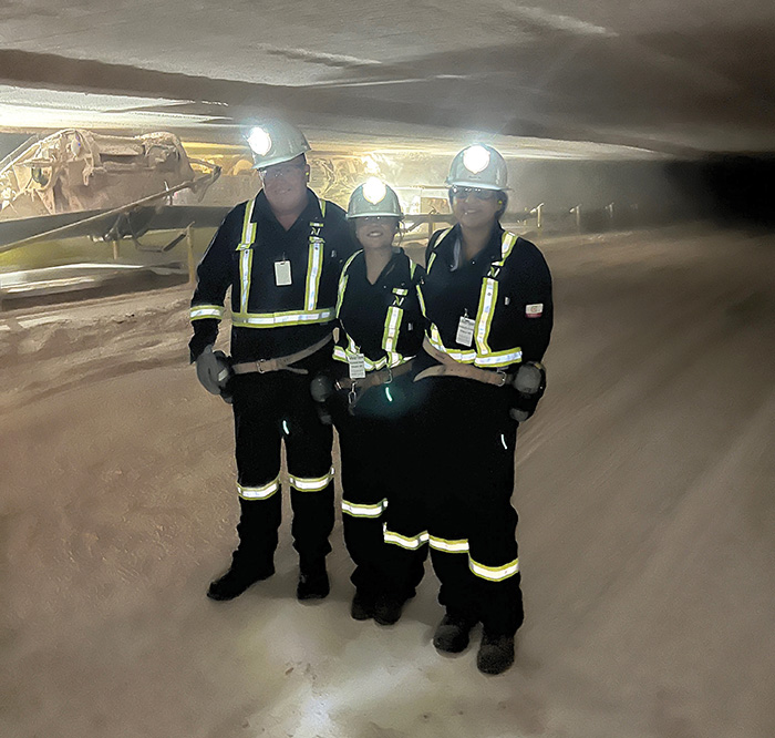 Kevin Weedmark, Sunnette Kamffer, and Sierra D’Souza Butts from the World-Spectator took a tour of the Nutrien Rocanville Potash mine on July 27.<br />